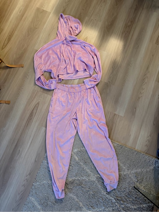 Juicy Couture Pants - Juicy Couture Lilac Two-Piece Hooded Loungewear Set